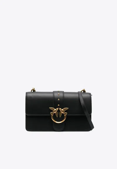 Pinko Classic Love One Simply Leather Crossbody Bag In Black