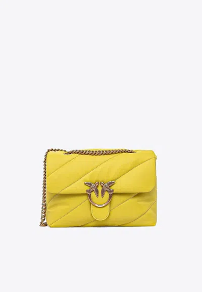 Pinko Classic Love Puff Maxi Quilt Crossbody Bag In Yellow
