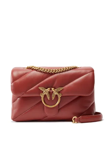Pinko Classic Love Bag Puff Maxi Quilt In Ochre+red+antique Gold