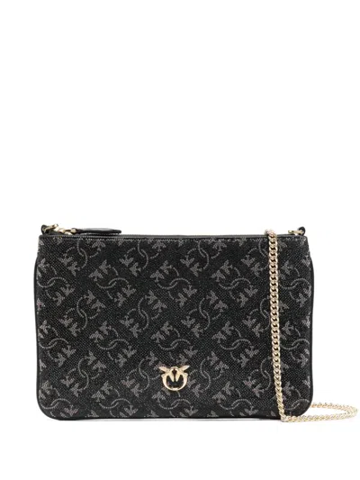 Pinko Classic-monogram Clutch Bag In Black