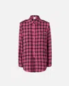Pinko Classic Plaid Shirt In Multicolour - Fuchsia/black