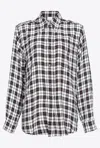 Pinko Classic Plaid Shirt In White/black/fuchsia