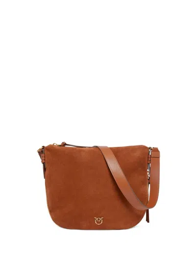 Pinko Classic Zip Around Hobo Bag In Brown