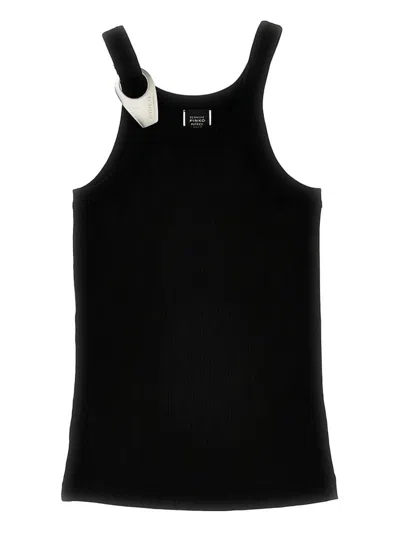 PINKO PINKO 'CLAY' BLACK COTTON BLENDED SLEEVELESS T-SHIRT