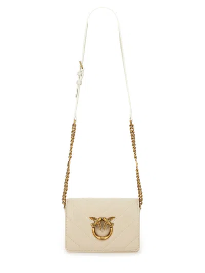 Pinko Click Mini Love Bag In Neutrals