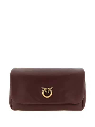 Pinko Click Soft Flap Shoulder Bag Adjustable Strap In Burgundy