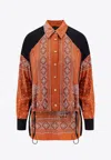 Pinko Clocks Viscose Shirt With Bandana Print In Brown