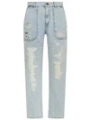 Pinko Jeans Cloe In Cotone Con Design A Strappi In Blue