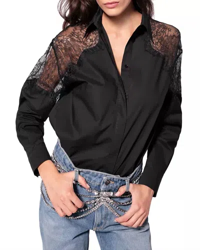 Pinko Clotilde Shirt With Lace In Black