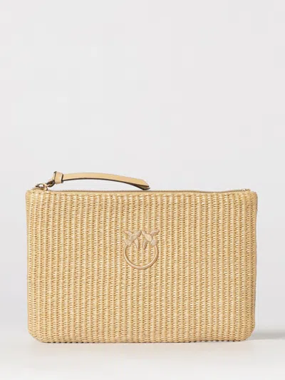 Pinko Raffia Pouch In Brown