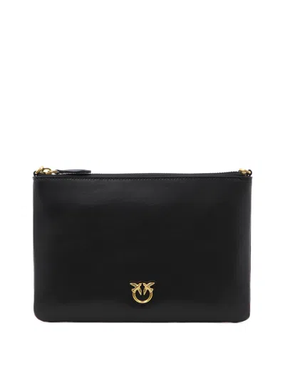 Pinko Mini Leather Clutch Bag In Black
