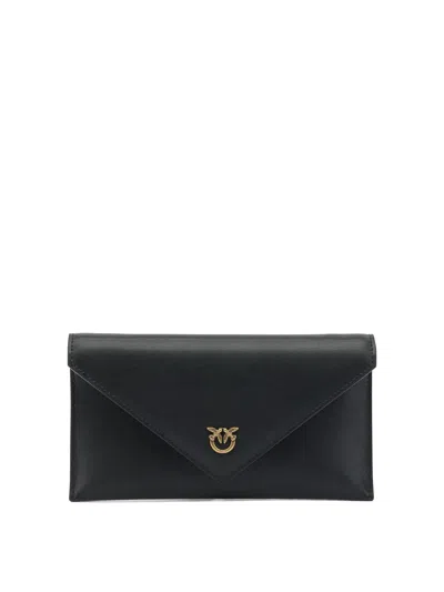 Pinko Love Birds Logo Mini Clutch Bag In Black