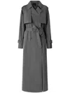 Pinko Classic Faded Cotton Trench Coat In Gray