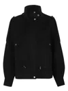Pinko 'crostino' Black Jacket With Collar With Buttons And Front Pockets In Wool Blend Woman In Black
