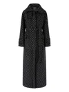 Pinko Paquita Black Rhinestoned Coat With Belt In Wool Blend Woman In Black