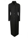 Pinko Tailored Long Coat Notch Lapel In Black