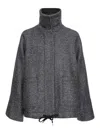 Pinko Short Gray Wool Forbice Coat With High Collar In Grey