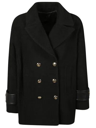 Pinko Double-breasted Cuff Coat In Black