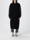Pinko Long Bomber Coat In Wool And Nylon In Black