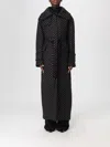 Pinko Paquita Black Rhinestoned Coat With Belt In Wool Blend Woman In Black