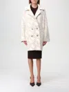 Pinko Love Birds Double-breasted Coat In Yellow Cream