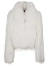 Pinko Peacoat-style Jacket In Soft Fur-effect Fabric In White