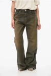 Pinko Coated Cotton Wide Leg Wanda Jeans 28cm In Green