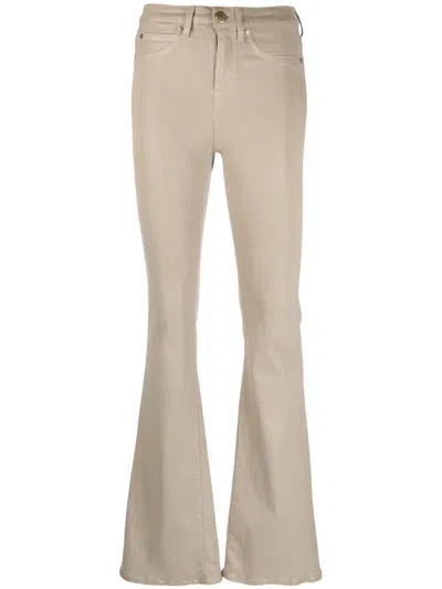Pinko Coated Flared Jeans In Beige - Sand Dune