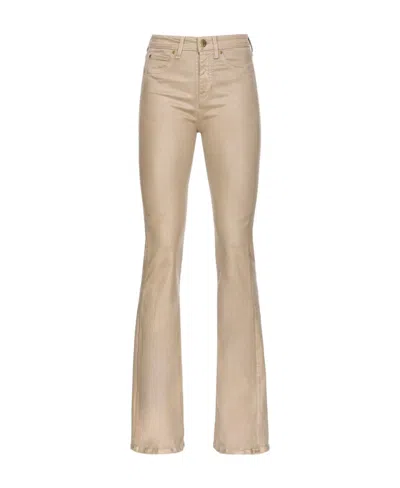 Pinko Coated Flared Jeans In Nude