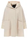 Pinko Short Cape Coat With Padded Down Jacket In Beige