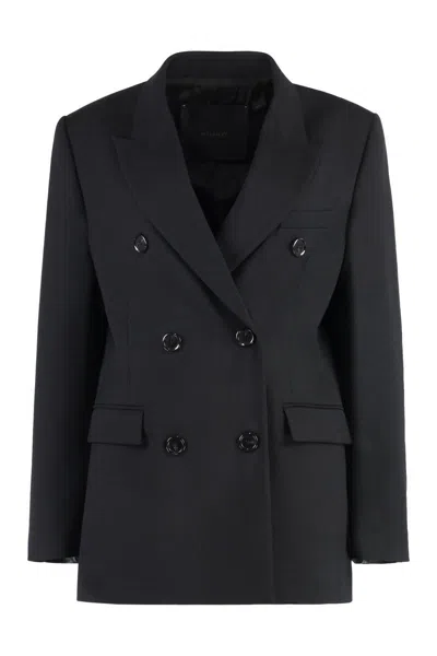 Pinko Double-breasted Blazer Peak Lapel In Black