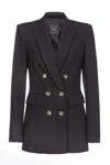 Pinko Black Double-breasted Blazer In Black