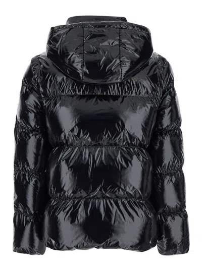 Pinko 'indice' Black Down Jacket With Logo Detail On The Front
