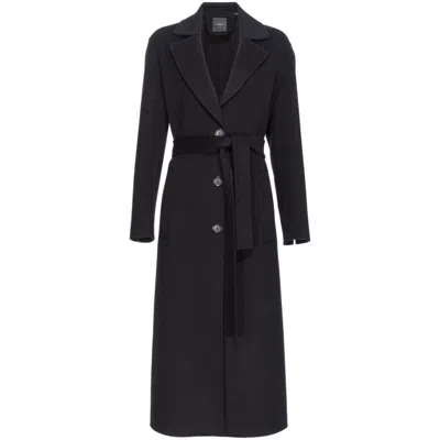 Pinko Cornice Belted Coat In Black