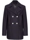 Pinko Double-breasted Straight Hem Peacoat In Blue