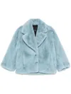 Pinko Light Blue Alighieri Fur Coat With Buttons In Blue