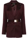 Pinko 'cortez' Bordeaux Jacket With Notched Revers And Removable Hood In Wool Blend Woman In Red