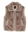 Pinko High Collar Faux Fur Vest In Beige In Beige