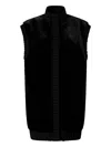 Pinko Genovese Black Sleeveless Vest With High Neck And Ribbed Details In Ecofur Woman In Black