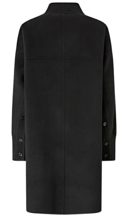 Pinko Long Coat In Double Fabric In Black