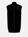 Pinko Genovese Black Sleeveless Vest With High Neck And Ribbed Details In Ecofur Woman In Black