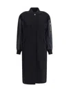 Pinko Long Coat In Wool-blend Cloth And Technical Satin In Black