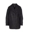Pinko Double-breasted Leopard Print Coat Pockets In Black