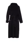 Pinko Hooded Belted Coat In Black