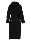 Pinko Hooded Belted Coat In Black