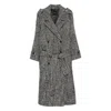 Pinko Herringbone-pattern Belted Coat In Black