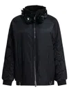 Pinko Clarinda Blue Jacket With Removable Sequin Collar And Drawstring Waist In Tech Fabric Woman In Black