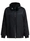 Pinko Clarinda Blue Jacket With Removable Sequin Collar And Drawstring Waist In Tech Fabric Woman In Black