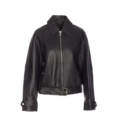 Pinko Stylish Guanciale Jacket Belted Waist In Black