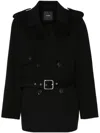 Pinko Double-breasted Belted Coat In Black